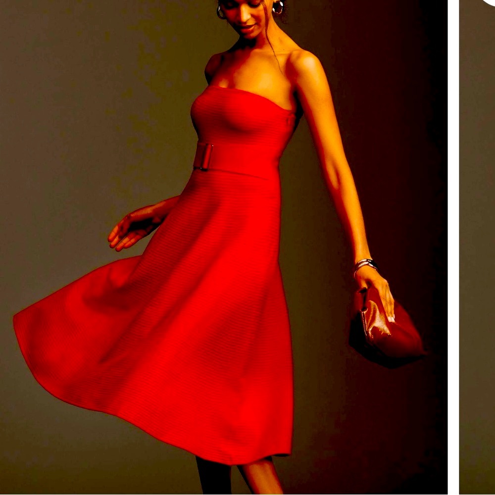 Anthropologie Strapless Midi Sweater Dress in Red - hard to find